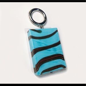 Millefiori blue glass square sparkling pendant